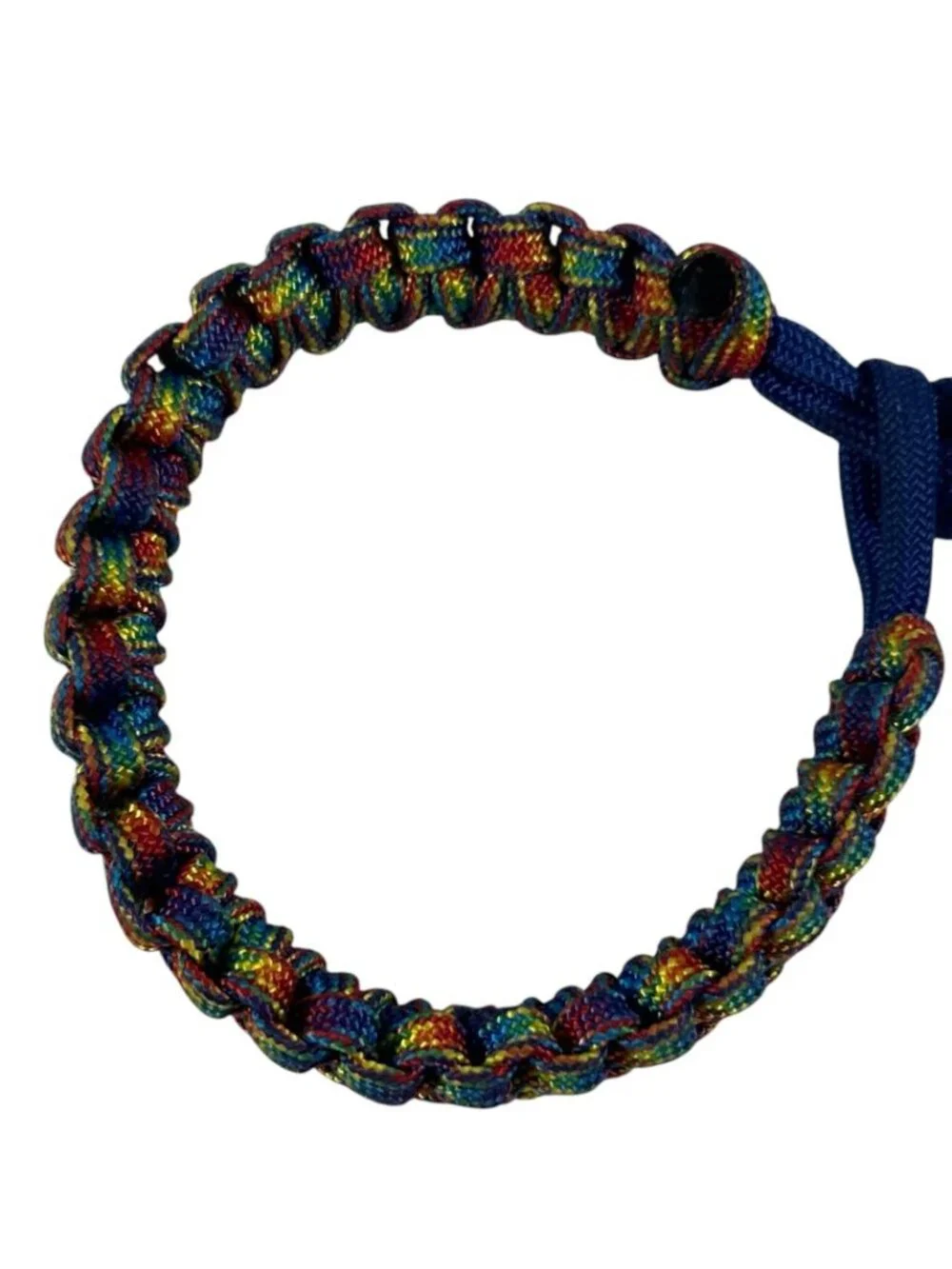 Rainbow Multicolor Paracord Bracelet Wide Woven Braided Knot Loop Closure
